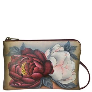 anna by anuschka womens anna anuschka hand painted women s genuine leather slim crossbody floral grace, floral grace, one size us