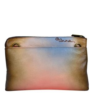 Anna by Anuschka Womens Anna Anuschka Hand Painted Women s Genuine Leather Slim Crossbody Floral Grace, Floral Grace, One Size US