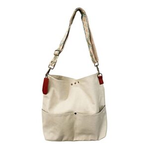 pretty simple me sloane slouchy hobo bag (cream) – crossbody bag | comes w/ 2 straps | removable pu leather shoulder strap | canvas crossbody strap | magnetic closure | shoulder bags