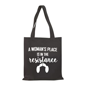feminist tote bag for women a woman’s place is in the resistance feminist theme gift（place in resistance tgbl）