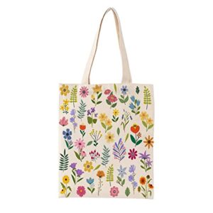 canvas shoulder bag,floral tote bag for books,birthday inspirational gifts for kids girls women