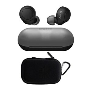 sony wf-c500 truly wireless in-ear bluetooth earbud headphones (black) with earbud case bundle (2 items)