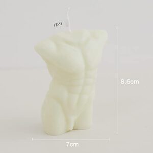 Prettyia Male Men Torso Candle Nude Muscle Body Chest Butt Statue Candle Body Love Scented Aromatherapy Candles Living Room Home Decor Romantic Gift for Lady - Milky White