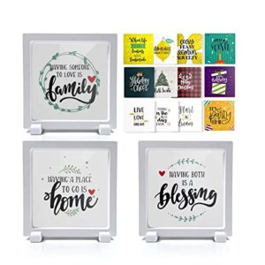 WINZEO 3PCS Picture Frame Set for Holiday & Daily Decorations - 36 Interchangeable Farmhouse Tiered Tray Signs Decor,Table Shelf Anniversary Bedroom Office Decor, Happy Valentine's Day,Housewarming Gifts (White)