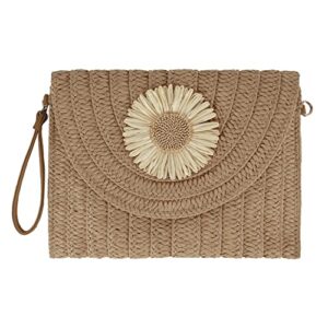 aisi women woven straw clutch summer envelope evening handbag tassel straw crossbody bag