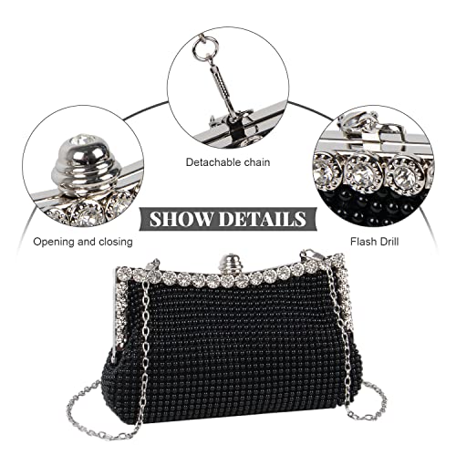 KUANG! Women’s Evening Clutch Rhinestone Purse Handbag Crystal Diamante Wedding Party Shoulder Bags