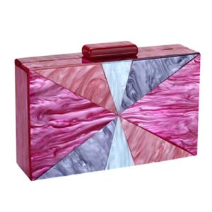 Women's Evening Bag Acrylic Clutch Purse for Women Formal Prom Wedding Party and Multicolor bar Pattern Evening Box Handbag