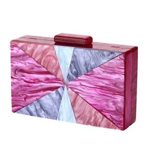 Women's Evening Bag Acrylic Clutch Purse for Women Formal Prom Wedding Party and Multicolor bar Pattern Evening Box Handbag