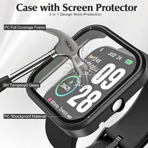 Polyjoy [2 Pack] Screen Protector Case Compatible with TOZO S2 44mm smartwatch, Hard PC case Protective Screen Bumper Sensitive Touch Full Coverage Case for TOZO S2 44mm smartwatch(Clear+Black)