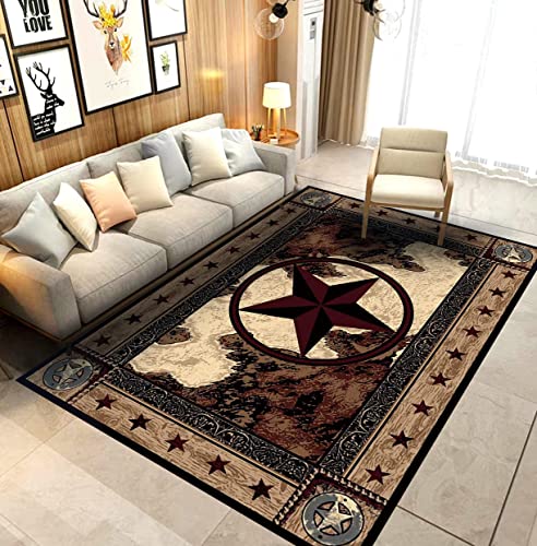 Vintage Rustic Western Texas Star Wood Panel Style Modern Area Rugs Non-Slip Carpets Floor Mat Door Mat Kitchen Bathroom Mat Carpet Bath Mats Home Decoration for Bedroom Living Playing Room