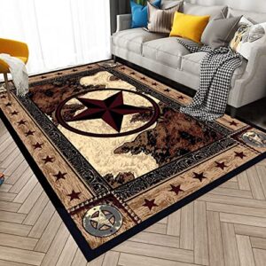 Vintage Rustic Western Texas Star Wood Panel Style Modern Area Rugs Non-Slip Carpets Floor Mat Door Mat Kitchen Bathroom Mat Carpet Bath Mats Home Decoration for Bedroom Living Playing Room