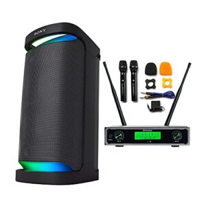 sony xp700 x-series mega bass portable bluetooth wireless speaker with knox gear true duo dual wireless microphone system bundle (2 items)