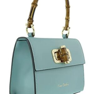 Pierre Cardin Light Blue Leather Small Vintage Structured Satchel Bag for womens