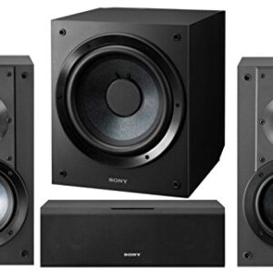 Sony SSCS8 2-Way 3-Driver Center Channel Speaker with Bookshelf Speaker System and Subwoofer Bundle (3 Items)