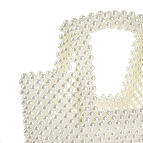 YIFEI Women Beaded Clear Acrylic Crystal Tote Handmade Bags for Wedding Party (OffWhite)