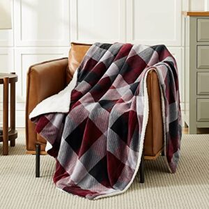 l’agraty sherpa fleece blanket plaid blanket super soft blankets & throws for couch, red and black warm plush throw blanket for chair sofa, fuzzy cozy blanket, 60 x 70 inches