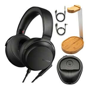 sony mdr-z7m2 hi-res stereo overhead headphones with knox gear hard shell headphone case and bamboo headphone stand bundle (3 items)