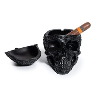 Skull Head Tray, with Cover - Scary Skeleton Decor, Gothic Emo, Human Skeleton Decorations - for Indoor or Outdoor Use - Gothic Skulls & Bones Figurines, Head Sculptures Unique Goth Gifts