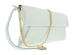 pierre cardin white leather small slouchy fashion clutch for womens