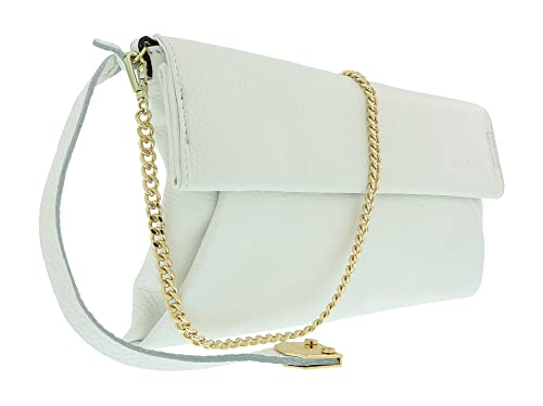 Pierre Cardin White Leather Small Slouchy Fashion Clutch for womens