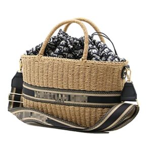hand-woven straw handbag bag for women, top handle satchel handmade tote bag crossbody beach shoulder bag shopping bag