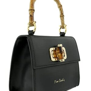 Pierre Cardin Black Leather Small Vintage Structured Satchel Bag for womens