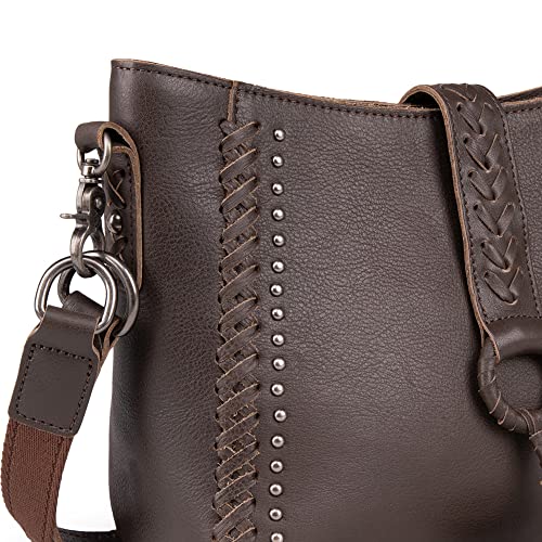 Montana West Genuine Leather Hobo Shoulder Bag for Women Western Woven Satchel Handbags Crossbody Purse with Tassel MWL-G001CF-2