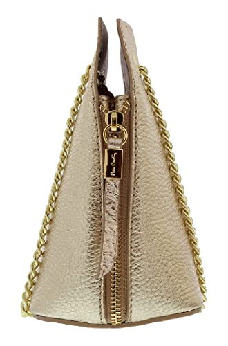 Pierre Cardin Gold Leather Curved Structured Chain Crossbody Bag for womens