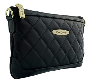 pierre cardin navy blue leather quilted crossbody bag for womens