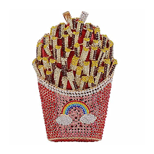 DJBM Sparkling Women French Fries Chips Rhinestone Purse Evening Clutch Crystal Purse Prom Purse for Evening Wedding Party