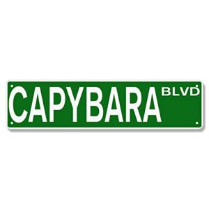 huer capybara blvd street sign, funny animal wall decor for home/bedroom/man cave, quality metal signs 16×4 inch