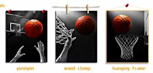 Huagreny Basketball wall art painting, gift for basketball fans, suitable for places room, living room, gym, bathroom, toy room,  set of 4, 8 X10 ins UNFRAMED 