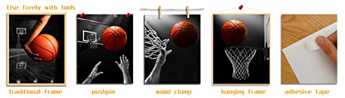 Huagreny Basketball wall art painting, gift for basketball fans, suitable for places room, living room, gym, bathroom, toy room,  set of 4, 8 X10 ins UNFRAMED 