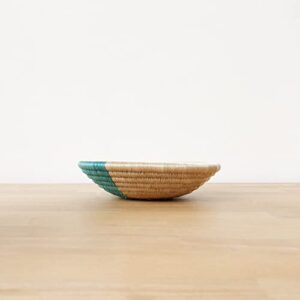 Small African Basket- Muyumbu/Rwanda Basket/Woven Bowl/Sisal & Sweetgrass Basket/Blue, Teal, Tan, White