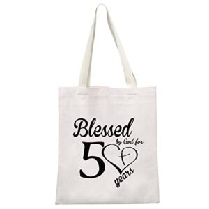 jniap 50th birthday tote bag religious christian happy 50 years birthday gifts for family friend(50 years tote bag)
