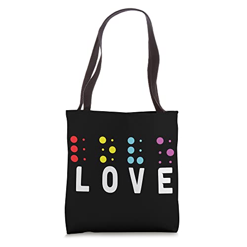 Support Care Visually Impaired Dots Love Braille Tote Bag