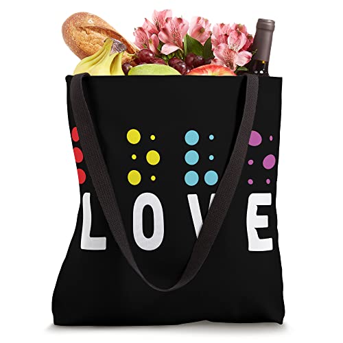 Support Care Visually Impaired Dots Love Braille Tote Bag