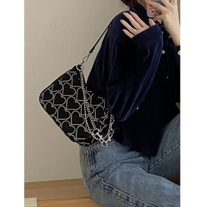 Y2k Purses and Handbags Gothic Grunge Purse Retro Alt Emo Small Shoulder Bags Clutch Purse with Zipper 90s Fashion Egirl Edgy (A)