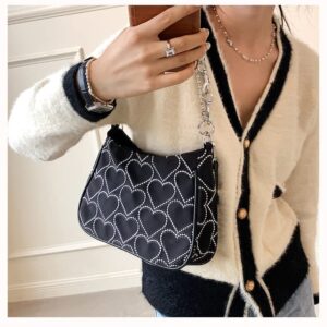 Y2k Purses and Handbags Gothic Grunge Purse Retro Alt Emo Small Shoulder Bags Clutch Purse with Zipper 90s Fashion Egirl Edgy (A)