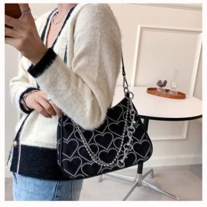 Y2k Purses and Handbags Gothic Grunge Purse Retro Alt Emo Small Shoulder Bags Clutch Purse with Zipper 90s Fashion Egirl Edgy (A)