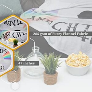 47 Inch Blanket - Movies and Chill DVD - Soft Flannel Round Blanket for Bedding, Crib, Sofa, Outdoors - Retro Novelty Funny Throw Blanket Gift for Kids and Adults - 285 GSM Fluffy Warm Deco Blanket