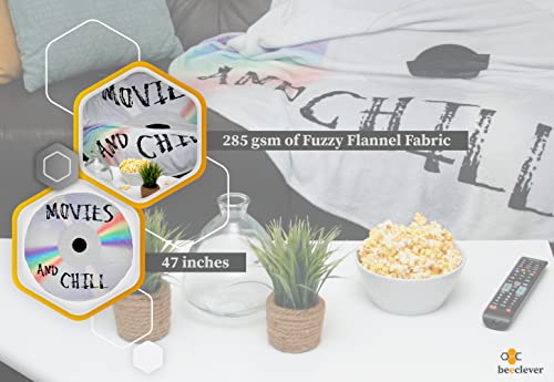 47 Inch Blanket - Movies and Chill DVD - Soft Flannel Round Blanket for Bedding, Crib, Sofa, Outdoors - Retro Novelty Funny Throw Blanket Gift for Kids and Adults - 285 GSM Fluffy Warm Deco Blanket