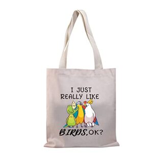 BDPWSS Parrots Lover Gift Parrot Tote Bag Bird Watching Gift i Just Really Like Birds Parrot Cockatoo Ornithologist Gift (Really like birds TG)