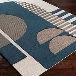 Mark&Day Area Rugs, 9x12 Vinkebrug Modern Teal Area Rug Blue Gray White Carpet for Living Room, Bedroom or Kitchen (8'10" x 12')