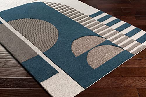 Mark&Day Area Rugs, 9x12 Vinkebrug Modern Teal Area Rug Blue Gray White Carpet for Living Room, Bedroom or Kitchen (8'10" x 12')