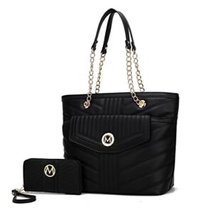 mkf collection tote & wristlet wallet for women – designer handbag shoulder bag – top-handle purse