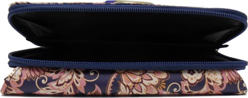 MUNDI Women's Vegan Faux Leather MY BIG FAT WALLET Flap RFID Clutch Ladies i656x (Blue Floral)