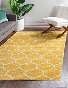 rugs.com lattice frieze collection rug – 4′ x 6′ yellow medium rug perfect for living rooms, large dining rooms, open floorplans