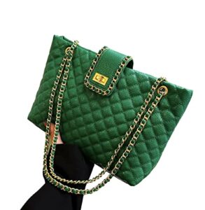 yvlss women’s quilted shoulder handbag crossbody bags for women | tote bag for women handbags for women (green purse)