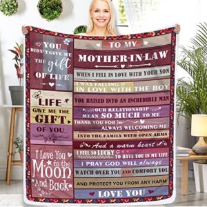 gifts for mother in law throw blanket, mother in law gifts from daughter/son in law, birthday gifts for mother in law, mother in law christmas, soft cozy purple blanket 50″ x 60″